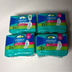 Always Ultra Thin Size 2 Pads Long Super Flexi Wings Rapid Dry 4 pack = 80 pads